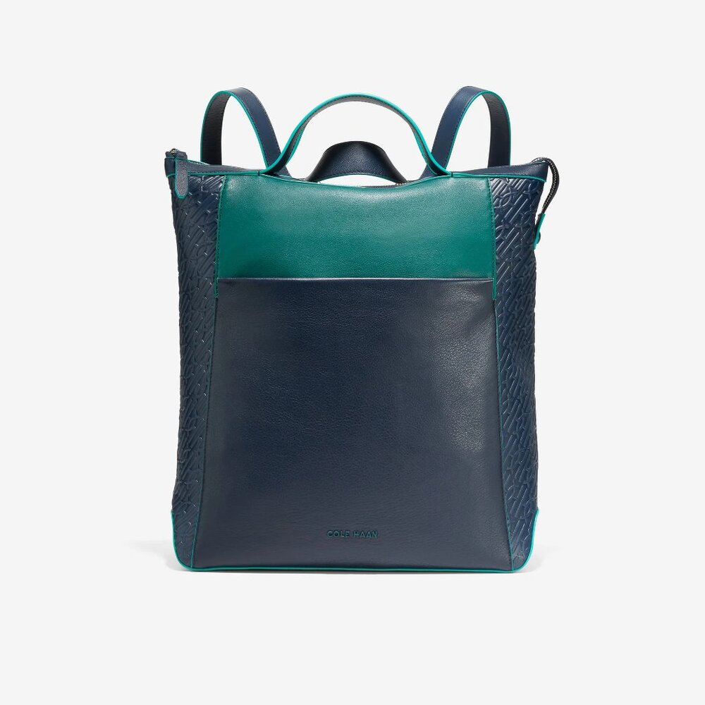 NWT Cole Haan Grand Ambition Convertible Backpack Blue Combo